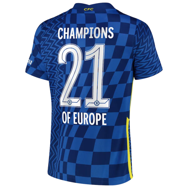 Men's Replica Chelsea CHAMPIONS OF EUROPE Home Soccer Jersey Shirt 2021/22 Nike