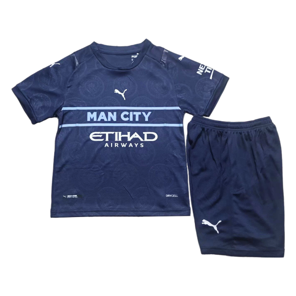 Kids Manchester City Third Away Soccer Jersey Kit (Jersey+Shorts) 2021/22 Puma