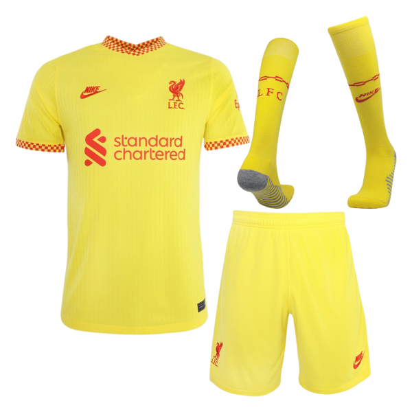 Men Liverpool Third Away Soccer Jersey Whole Kit (Jersey+Shorts+Socks) 2021/22 Nike