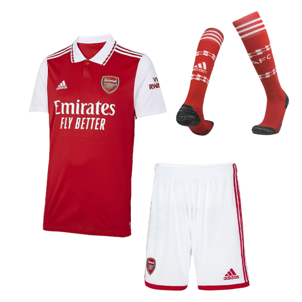 Men's Replica Arsenal Home Soccer Jersey Whole Kit (Jersey+Shorts+Socks) 2022/23 Adidas