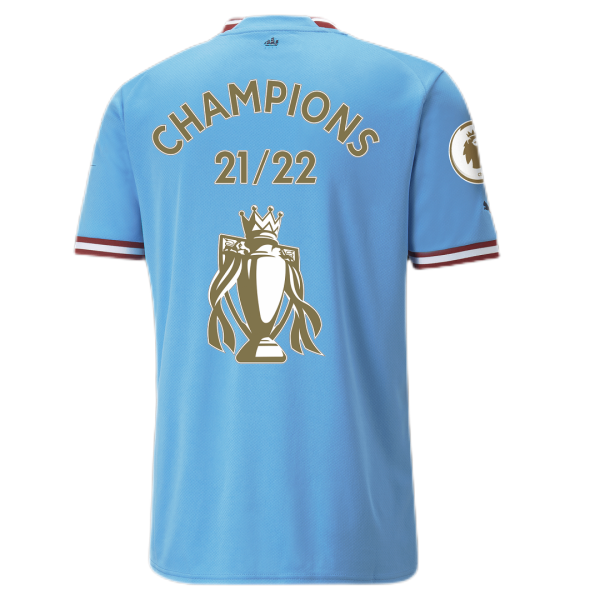 Men's Replica Manchester City ''CHAMPIONS 2021-22+CUP" Home Soccer Jersey Shirt 2022/23 Puma