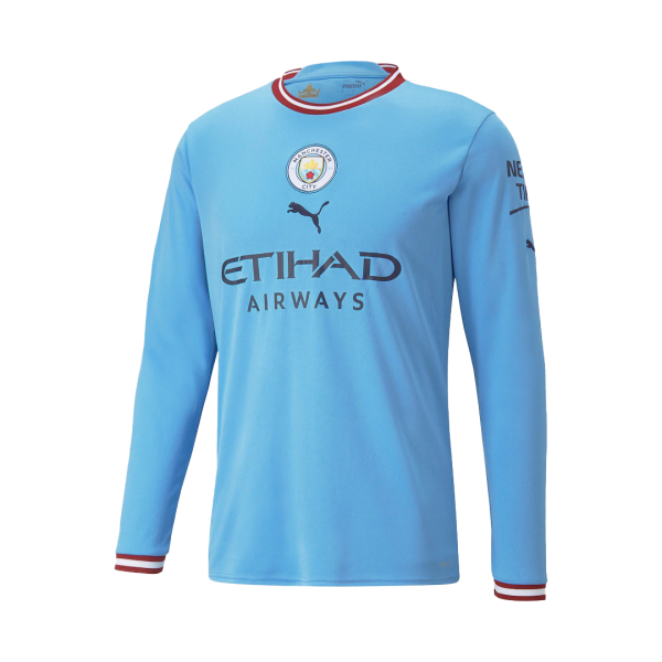 Men's Replica Manchester City Home Long Sleeves Soccer Jersey Shirt 2022/23 Puma