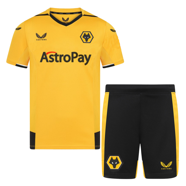 Kids Wolverhampton Wanderers Home Soccer Jersey Kit (Jersey+Shorts) 2022/23 Adidas