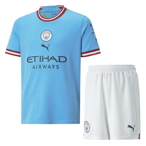 Kids Manchester City Home Soccer Jersey Kit (Jersey+Shorts) 2022/23 Puma