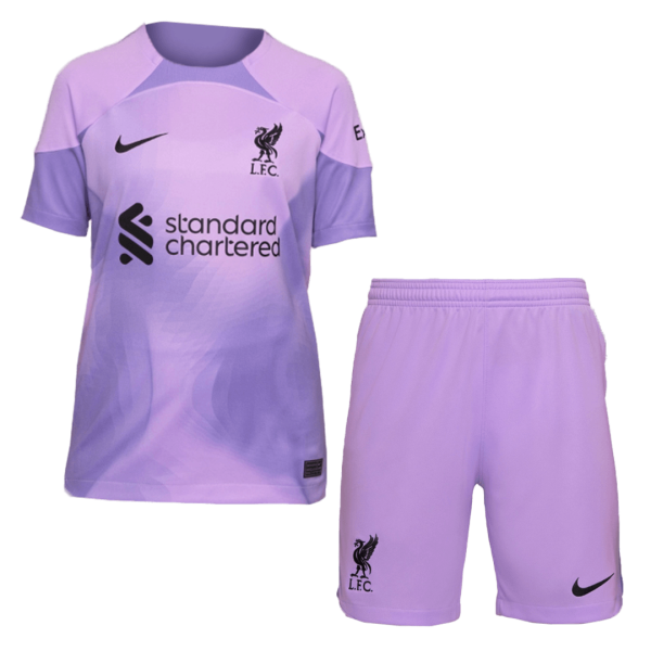 Kids Liverpool Goalkeeper Soccer Jersey Kit (Jersey+Shorts) 2022/23 Nike