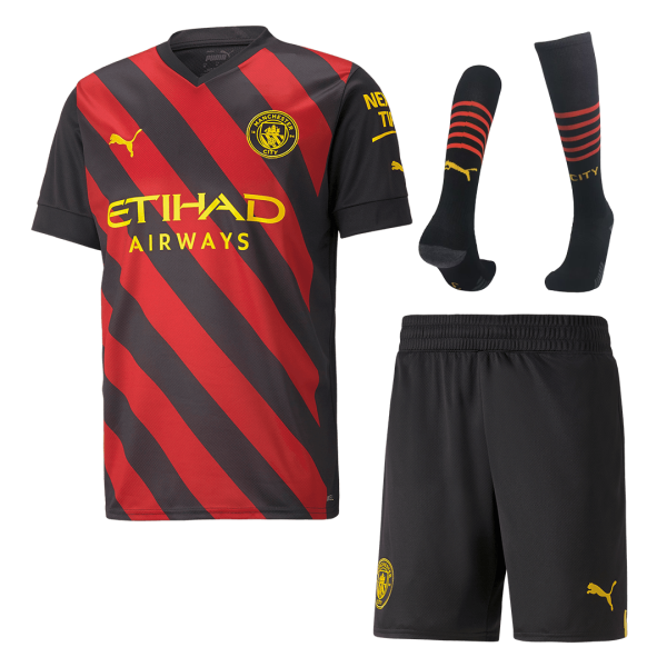 Men's Replica Manchester City Away Soccer Jersey Whole Kit (Jersey+Shorts+Socks) 2022/23 Puma