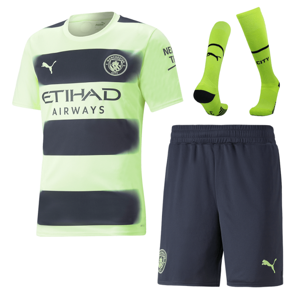 Men's Replica Manchester City Third Away Soccer Jersey Whole Kit (Jersey+Shorts+Socks) 2022/23 Puma