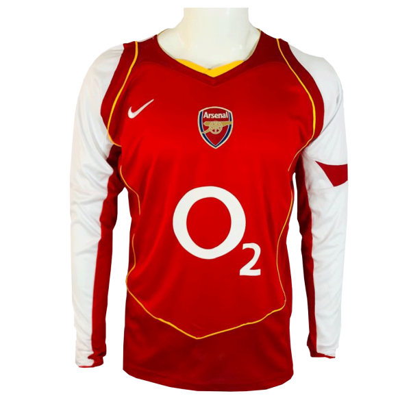 Men's Retro 2004/05 Replica Arsenal Home Long Sleeves Soccer Jersey Shirt Adidas