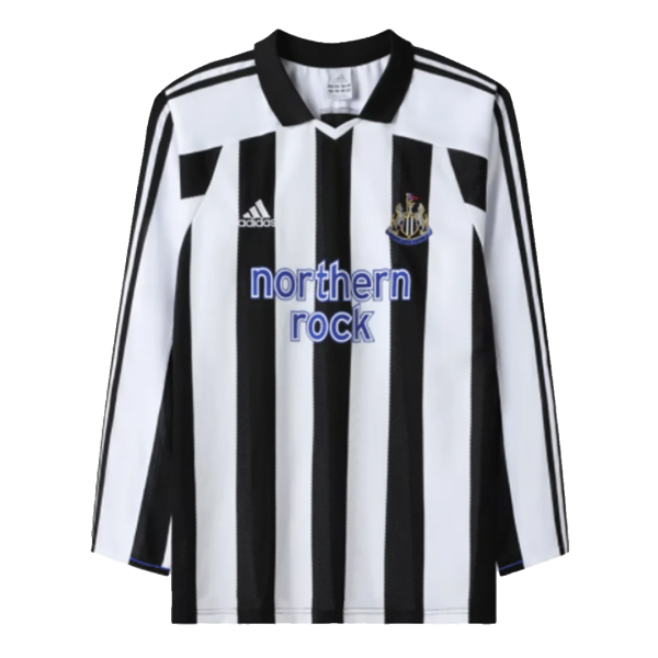 Men's Retro 2003/04 Replica Newcastle Home Long Sleeves Soccer Jersey Shirt Adidas