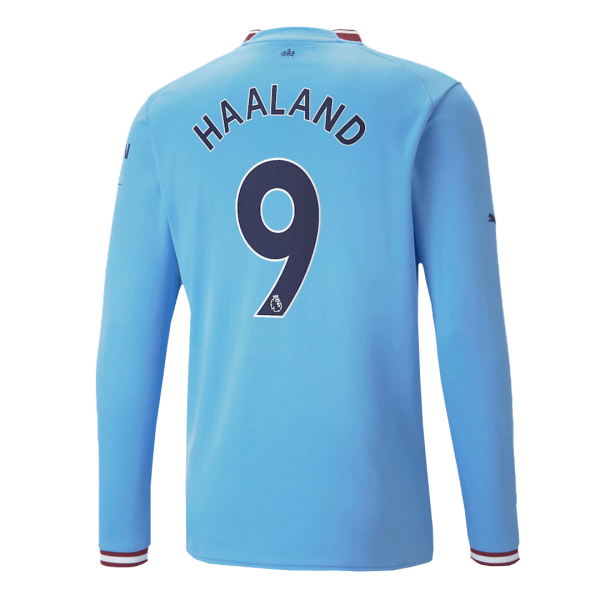 Men's Authentic HAALAND #9 Manchester City Home Soccer Long Sleeves Jersey Shirt 2022/23 Puma