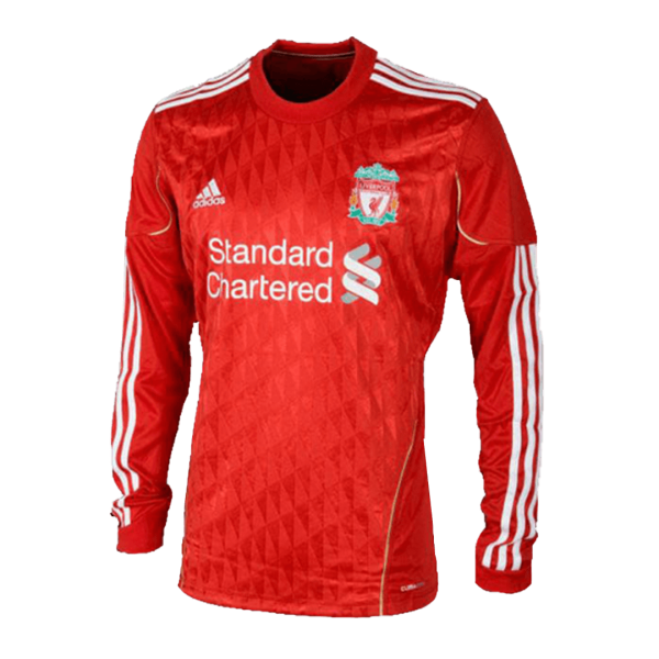 Men's Retro 2011/12 Replica Liverpool Home Long Sleeves Soccer Jersey Shirt Adidas