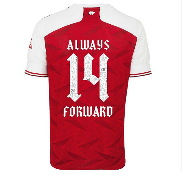 Men's Replica ALWAYS FORWARD #14 Arsenal Home Soccer Jersey Shirt 2020/21 Adidas
