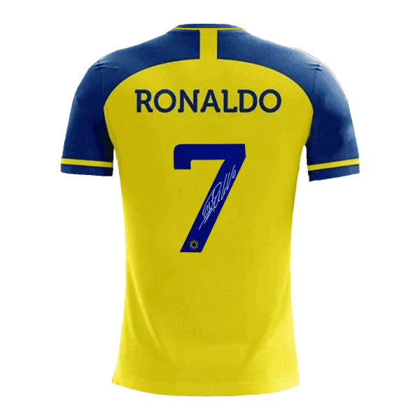 Men's Replica SignRONALDO #7 Al Nassr Home Soccer Jersey Shirt 2022/23 Duneus