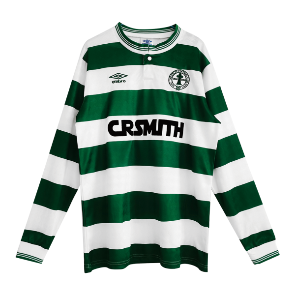 Men's Retro 1987/88 Replica Celtic Home Long Sleeves Soccer Jersey Shirt Umbro