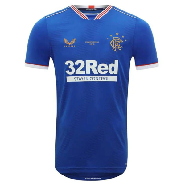 Men's Replica Glasgow Rangers Home Soccer Jersey Shirt 2020/21 Castore
