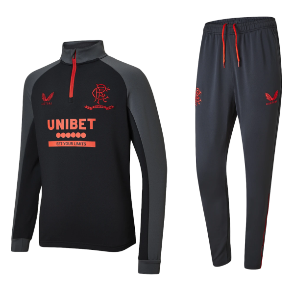 Men's Glasgow Rangers Zipper Tracksuit Sweat Shirt Kit (Top+Trousers) 2021/22 Castore