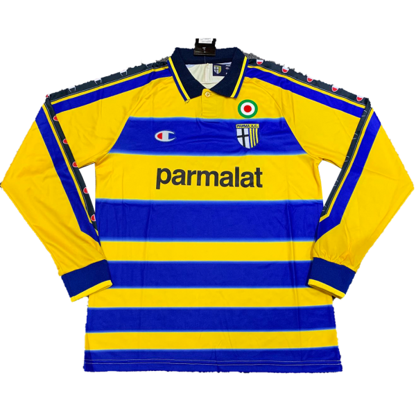 Men's Retro 1999/00 Replica Parma Calcio 1913 Away Long Sleeves Soccer Jersey Shirt Champion