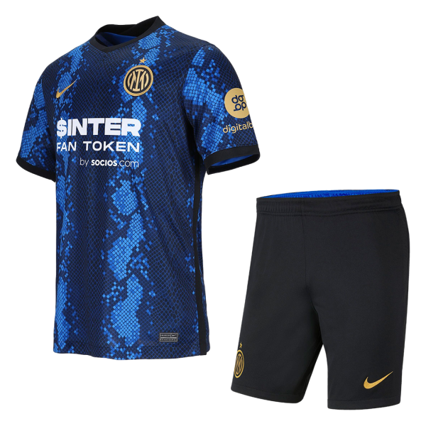 Kids Inter Milan Home Soccer Jersey Kit (Jersey+Shorts) 2021/22 Nike