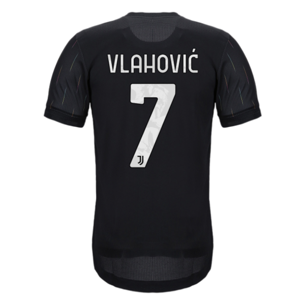 Men's Authentic VLAHOVIĆ #7 Juventus Away Soccer Jersey Shirt 2021/22 Adidas