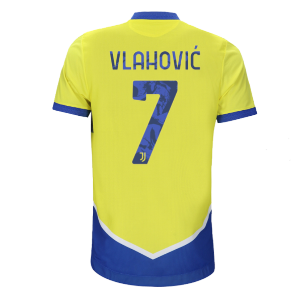Men's Authentic VLAHOVIĆ #7 Juventus Third Away Soccer Jersey Shirt 2021/22 Adidas