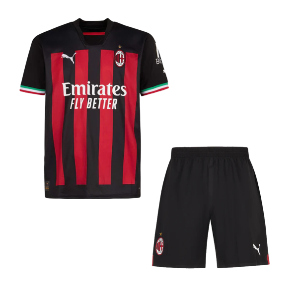 Kids AC Milan Home Soccer Jersey Kit (Jersey+Shorts) 2022/23 Adidas