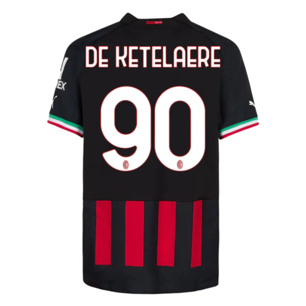 Men's Replica DE KETELAERE #90 AC Milan Home Soccer Jersey Shirt 2022/23 Puma