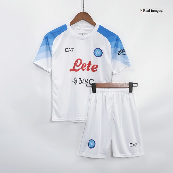 Kids Napoli Away Soccer Jersey Kit (Jersey+Shorts) 2022/23 EA7