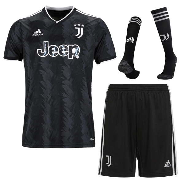Men's Replica Juventus Away Soccer Jersey Whole Kit (Jersey+Shorts+Socks) 2022/23 Adidas