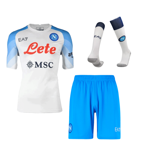 Men's Replica Napoli Away Soccer Jersey Whole Kit (Jersey+Shorts+Socks) 2022/23 EA7