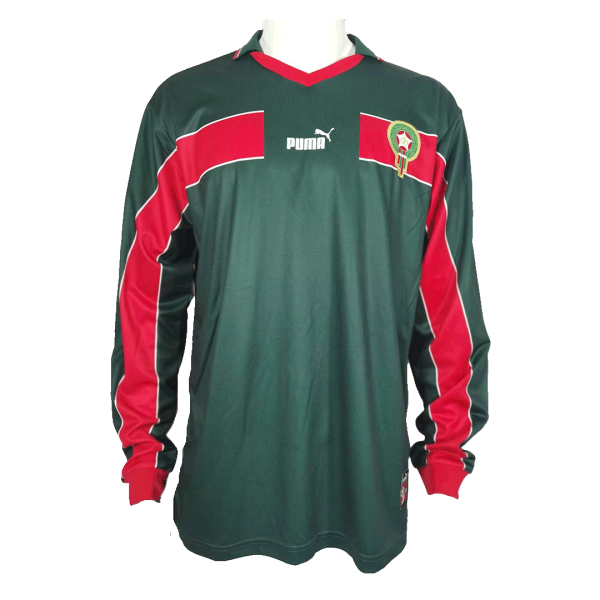 Men's Retro 1998 Replica Morocco  Home Long Sleeves Soccer Jersey Shirt Puma