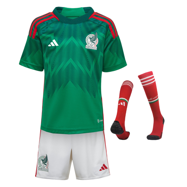 Kids Mexico Home Soccer Jersey Whole Kit (Jersey+Shorts+Socks) 2022 Adidas - Wrold Cup 2022