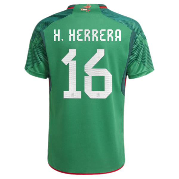 Men's Replica H.HERRERA #16 Mexico Home Soccer Jersey Shirt 2022 Adidas - World Cup 2022