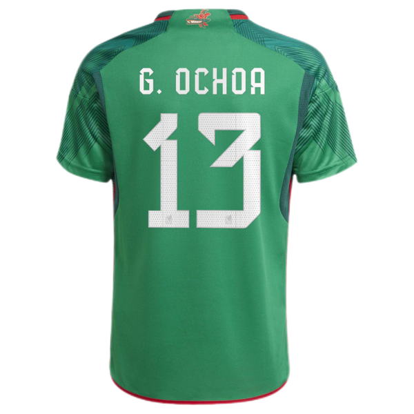 Men's Replica G.OCHOA #13 Mexico Home Soccer Jersey Shirt 2022 Adidas - World Cup 2022