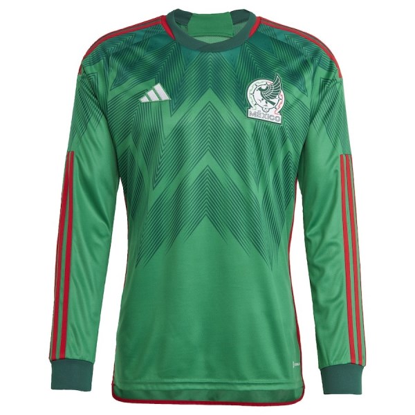 Men's Replica Mexico Home Long Sleeves Soccer Jersey Shirt 2022 Adidas - World Cup 2022