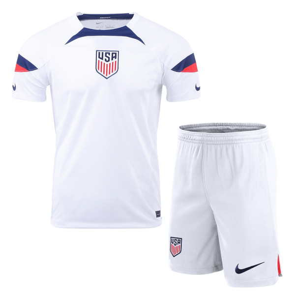 Men's Replica USA Home Soccer Jersey Kit (Jersey+Shorts) 2022 Nike - World Cup 2022