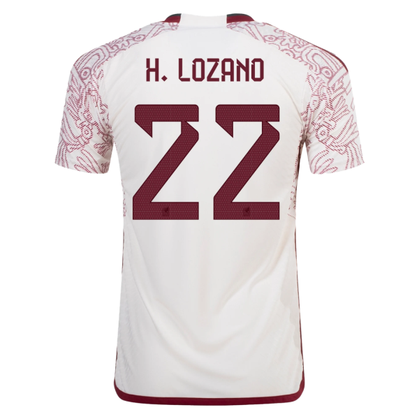 Men's Authentic H.LOZANO #22 Mexico Away Soccer Jersey Shirt 2022 Adidas World Cup 2022
