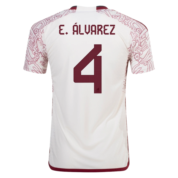 Men's Authentic E.ÁLVAREZ #4 Mexico Away Soccer Jersey Shirt 2022 Adidas World Cup 2022