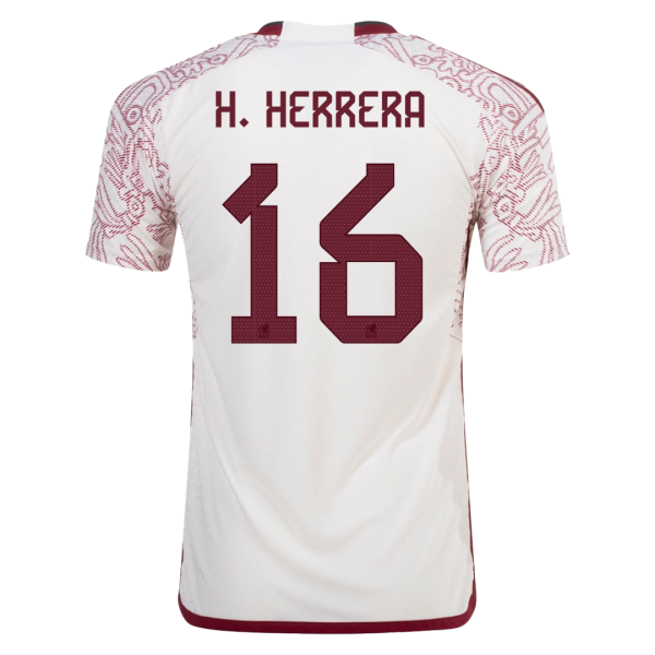 Men's Authentic H.HERRERA #16 Mexico Away Soccer Jersey Shirt 2022 Adidas World Cup 2022