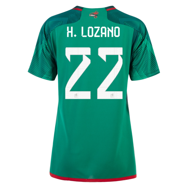 Women's Replica H.LOZANO #22 Mexico Home Soccer Jersey Shirt 2022 Adidas