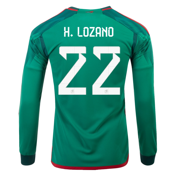 Men's H.LOZANO #22 Mexico Home Soccer Long Sleeves Jersey Shirt 2022 Adidas