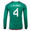 Men's E.ÁLVAREZ #4 Mexico Home Soccer Long Sleeves Jersey Shirt 2022 Adidas