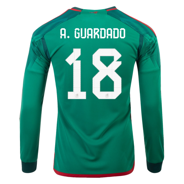 Men's A.GUARDADO #18 Mexico Home Soccer Long Sleeves Jersey Shirt 2022 Adidas