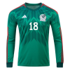 Men's A.GUARDADO #18 Mexico Home Soccer Long Sleeves Jersey Shirt 2022 Adidas