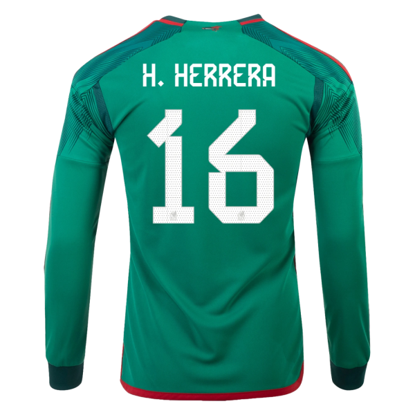 Men's H.HERRERA #16 Mexico Home Soccer Long Sleeves Jersey Shirt 2022 Adidas