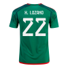 Men's Replica H.LOZANO #22 Mexico Home Soccer Jersey Shirt 2022 Adidas - World Cup 2022