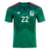Men's Replica H.LOZANO #22 Mexico Home Soccer Jersey Shirt 2022 Adidas - World Cup 2022