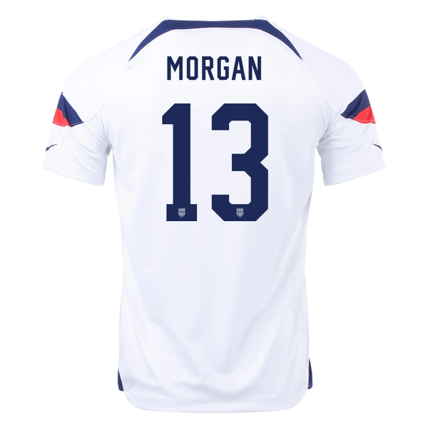 Men's Replica MORGAN #13 USA Home Soccer Jersey Shirt 2022 Nike - World Cup 2022