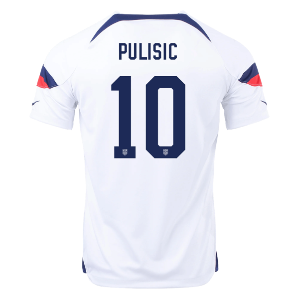 Men's Replica PULISIC #10 USA Home Soccer Jersey Shirt 2022 Nike - World Cup 2022