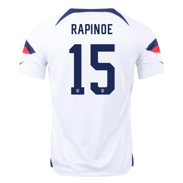 Men's Replica RAPINOE #15 USA Home Soccer Jersey Shirt 2022 Nike - World Cup 2022
