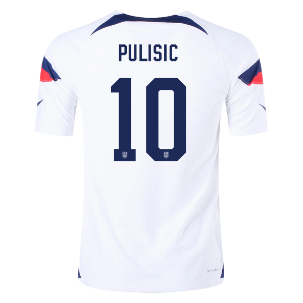 Men's Authentic PULISIC #10 USA Home Soccer Jersey Shirt 2022 Nike World Cup 2022